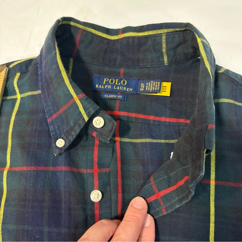 Polo by Ralph Lauren Men's Navy Plaid Shirt‎ XL